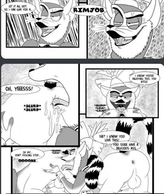 2boys anal_penetration anilingus animal_ears anthro anthro_on_anthro artist_request backsack erect_while_rimmed erection exposed_anus gay interspecies king_julien licking_own_lips madagascar_(series) no_humans penis_size_difference pleasured precum_drip rimjob striped_tail tagme tongue_fucking tongue_out