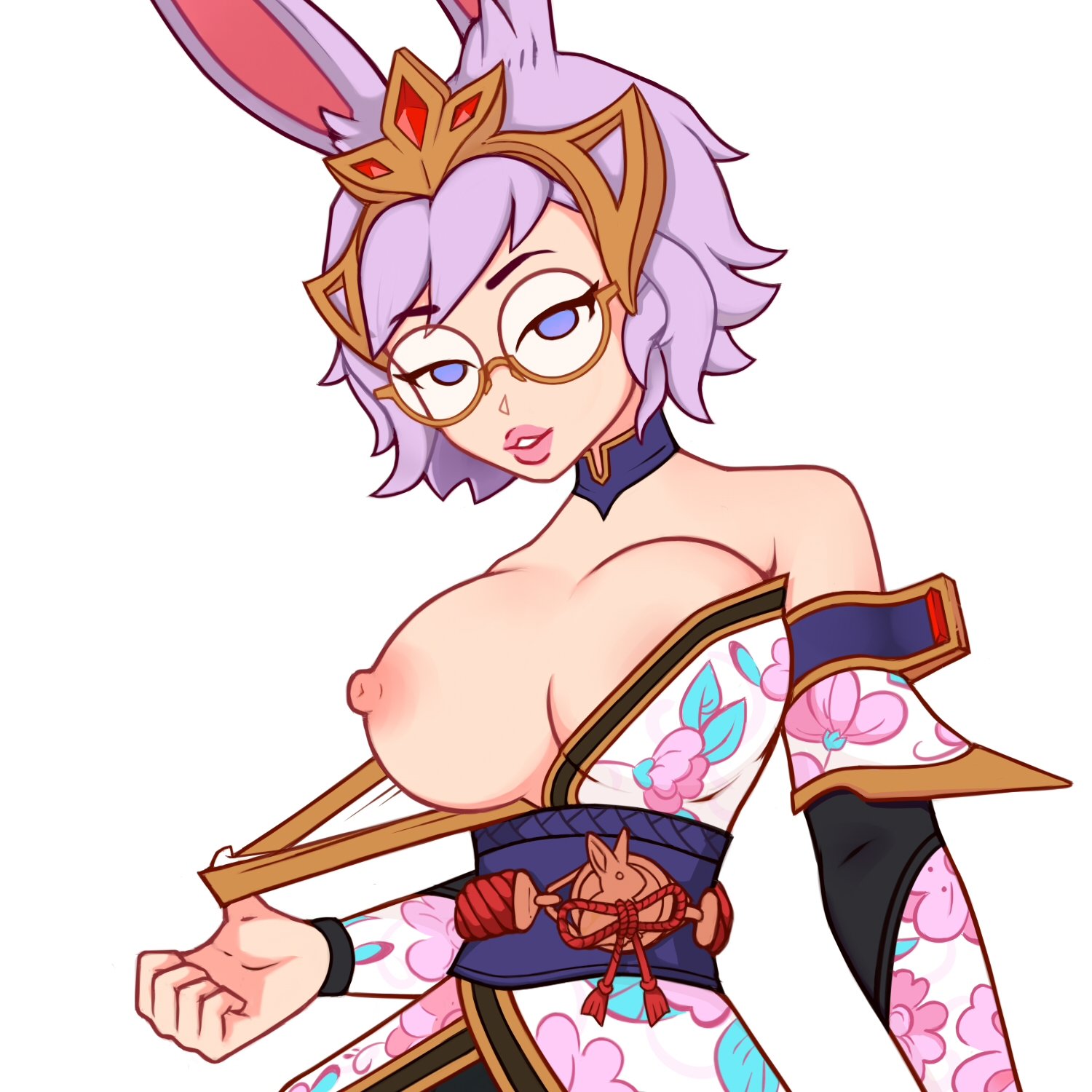 blue eyes, breasts, bunny ears, female, paladins, pink hair, rei (paladins)