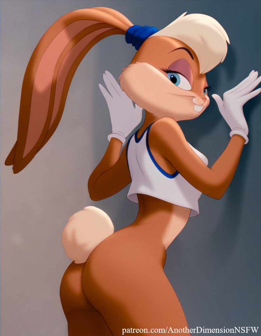 ai_generated anotherdimensionai anotherdimensionnsfw anthro ass ass_focus furry lola_bunny looking_back looney_tunes rabbit space_jam