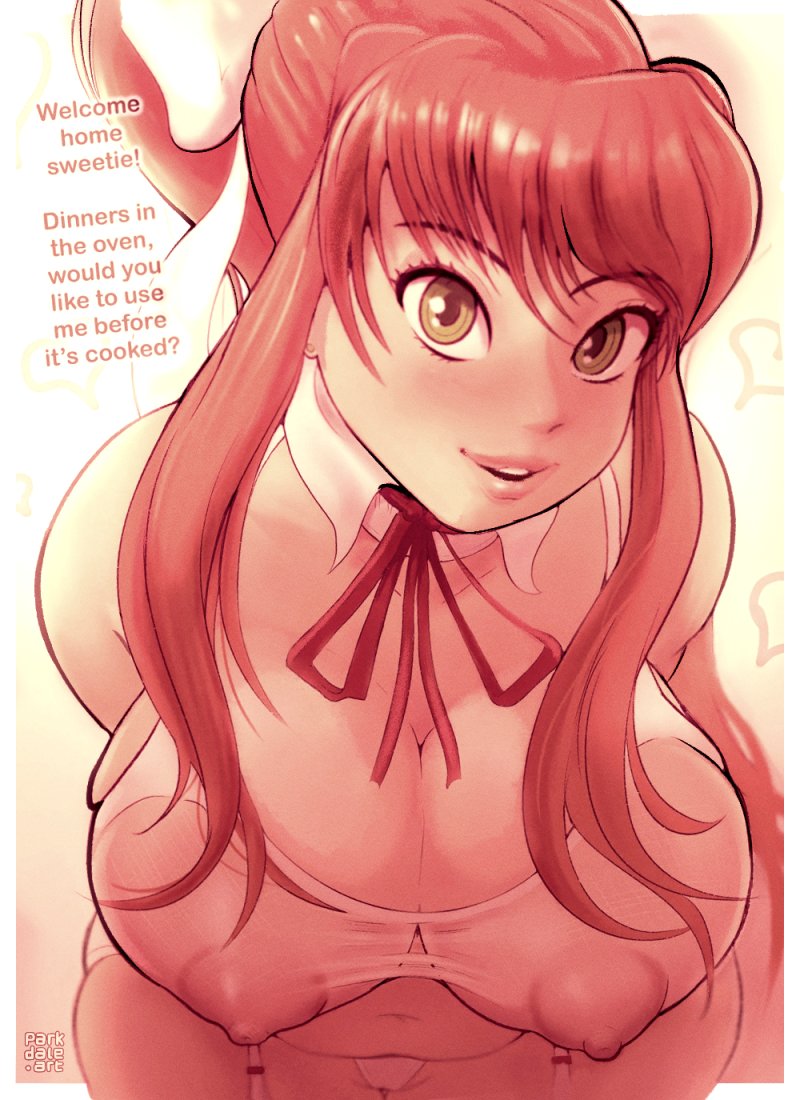 1girls areolae big_breasts breasts chubby chubby_female doki_doki_literature_club english_text erect_nipples female female_only hair hair_ornament large_breasts long_hair looking_at_viewer monika_(doki_doki_literature_club) nipple_bulge nipples nipples_visible_through_clothing panties parkdale pov pov_eye_contact redraw slightly_chubby slightly_chubby_female solo solo_female translucent translucent_clothing tummy