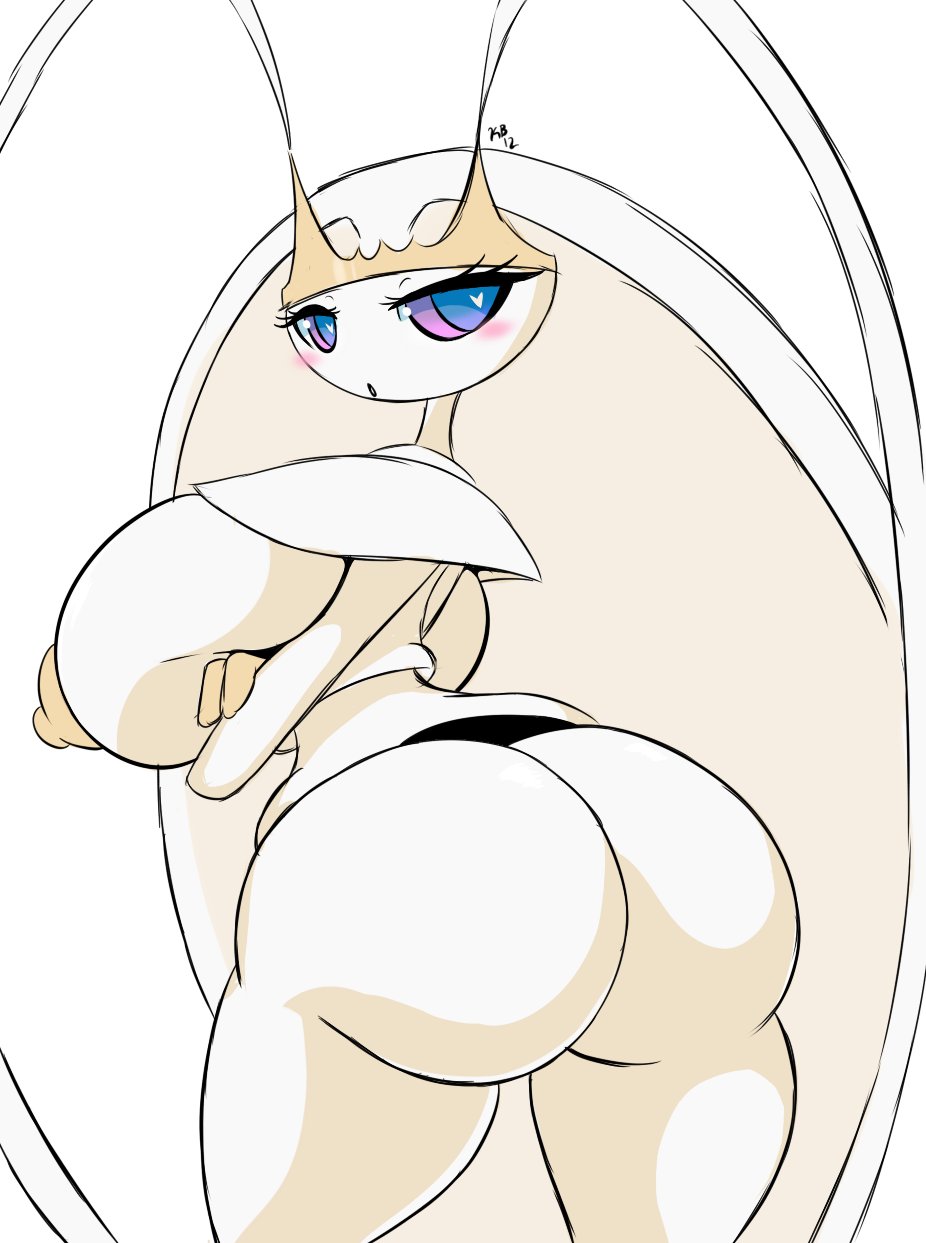 anthro, ass, big ass, breasts, female, female focus, female only, heart-shaped pupils, huge ass, huge breasts, kirbot12, nintendo, nipples, pheromosa, pokémon (species), pokemon, pokemon (species), solo, thick thighs, thighs, ultra beast, video games, wide hips
