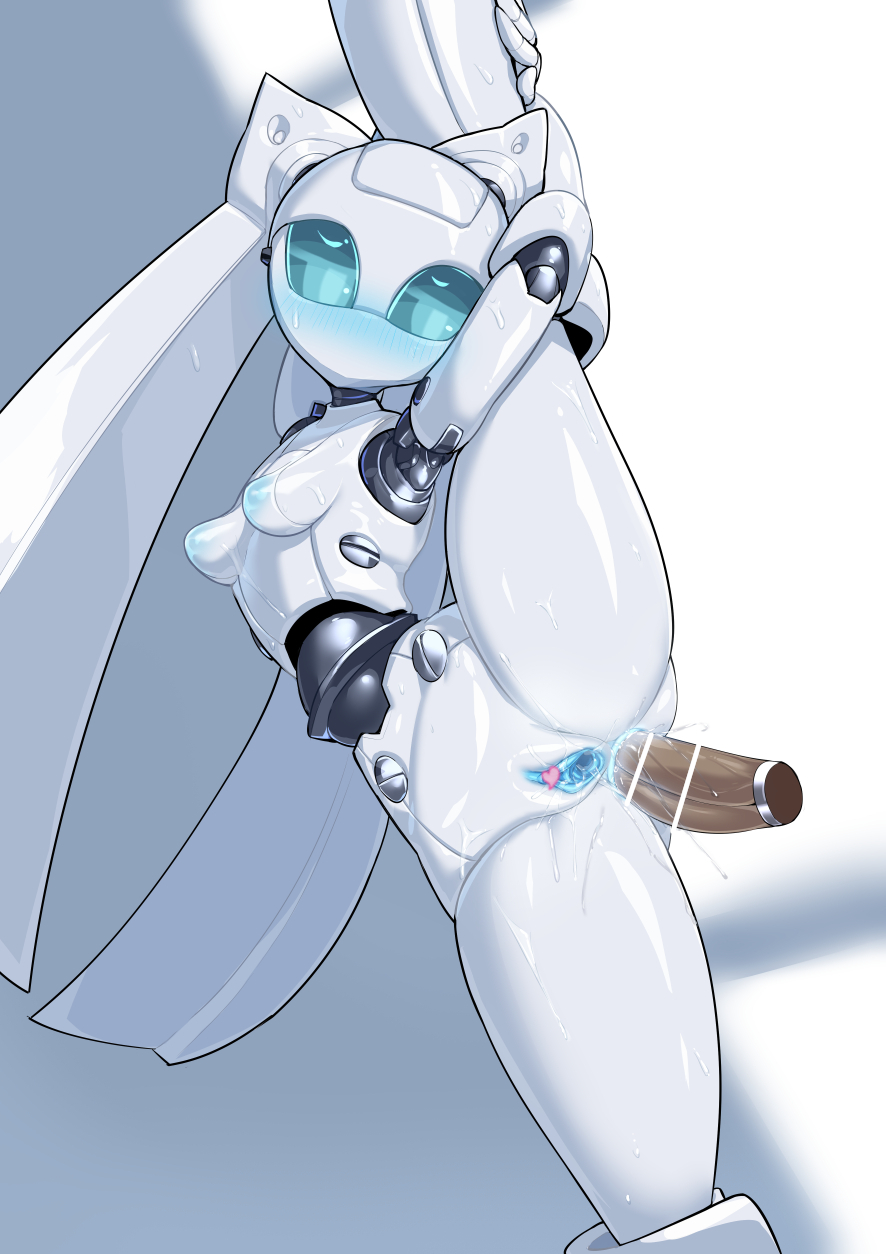 anal, anal penetration, anal sex, anus, blue eyes, blue nipples, blue pussy, blue vagina, boobs, breasts, censored, disney, disney channel, drossel von flugel, female, fireball (series), machine, male, mouthless, nipples, open legs, penetration, penis, pochincoff, pussy, robot, robot girl, shiny skin, small breasts, spread legs, thick thighs, tits, vagina, white background, white body