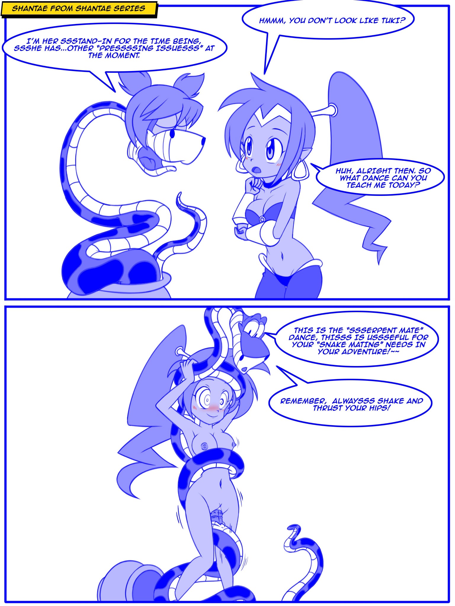 1girls, english text, female, hypnosis, kaa, monochrome, pussy, renaissanceofchaos, sex, shantae, shantae (character), text, the jungle book, vaginal penetration, wrapped, zoophilia