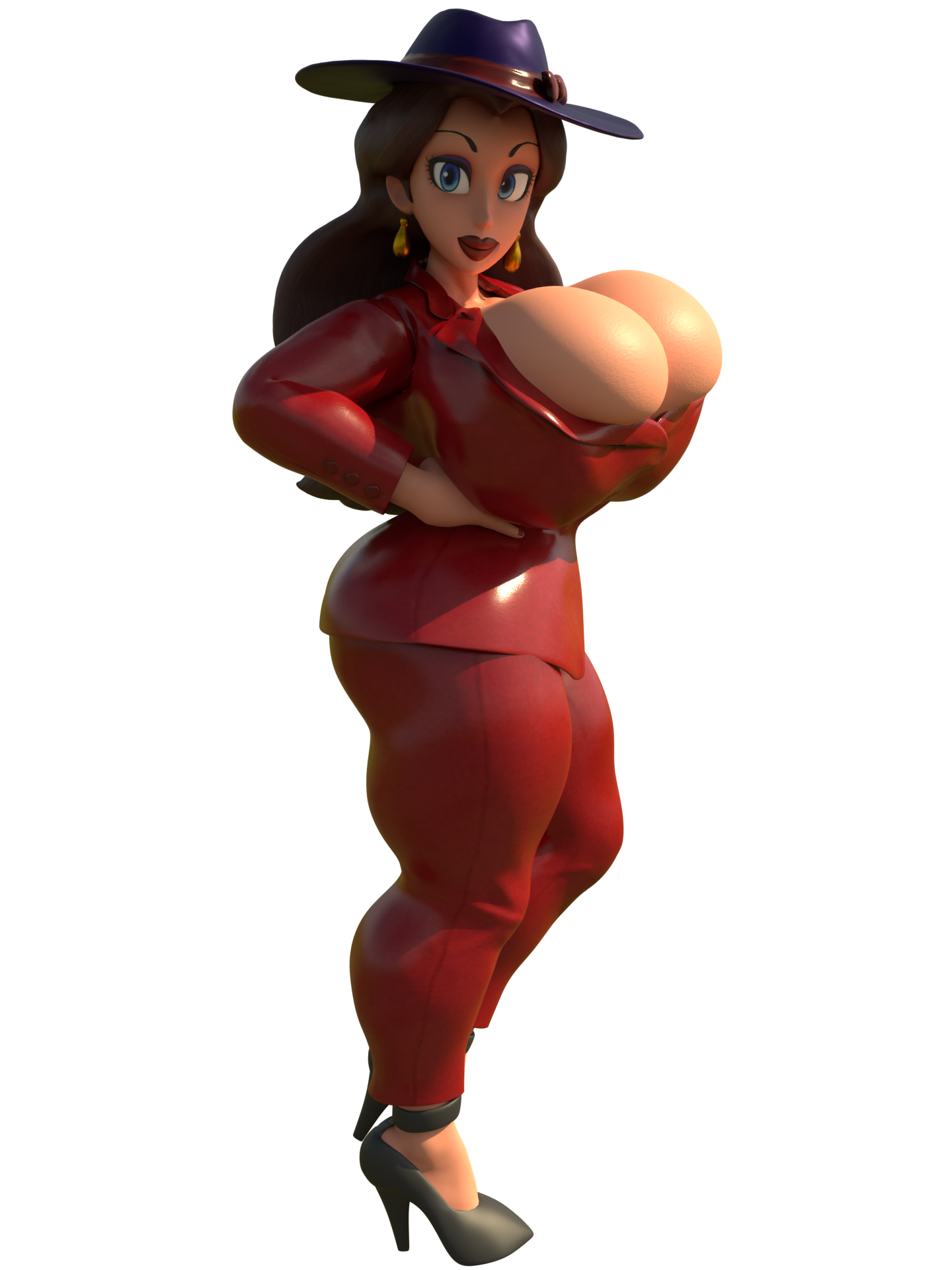 1girls, 3d, ass, big ass, big breasts, blender, blue eyes, breasts, brown hair, earrings, female, female only, high heels, huge breasts, hyper, hyper breasts, light skin, light-skinned female, looking at viewer, mario (series), nintendo, pauline, purple eyeshadow, red lipstick, shocking (artist), super mario odyssey, tagme, thick, thick thighs, transparent background