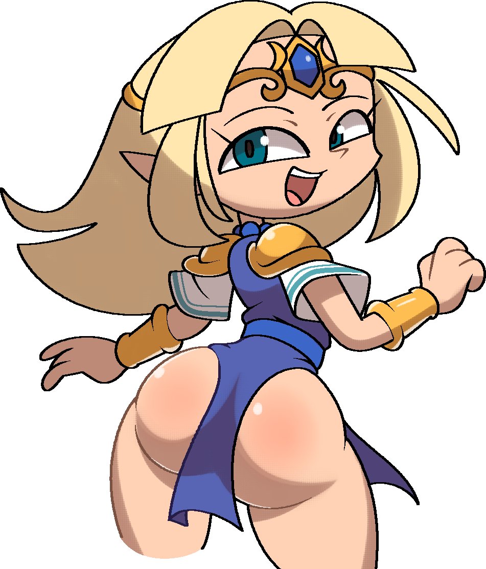 1girls, 2021, 4 fingers, a link between worlds, ass, back, big ass, big butt, blue dress, blue eyes, clothed, clothing, cute, cyan eyes, dress, female, female only, fully clothed, light skin, light-skinned female, long hair, looking at viewer, looking back, looking back at viewer, nintendo, open mouth, platinum blonde hair, pointy ears, princess zelda, simple background, solo, tagme, the legend of zelda, thick, thick ass, thick hips, thick thighs, vilepluff, white background, wide hips, zelda (a link between worlds)