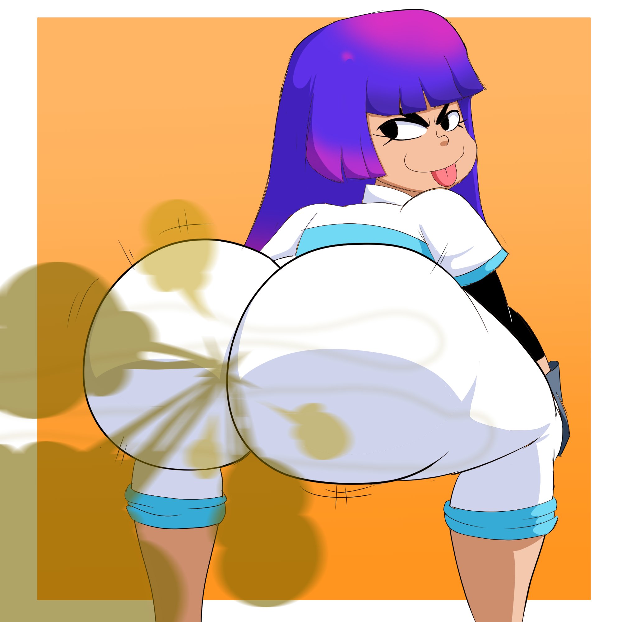 asian, asian female, ass, bare chest, big ass, bubble ass, bubble butt, calves, enormous ass, fart, fart fetish, farting, female, female only, glitch techs, long hair, looking back, miko kubota, nickelodeon, pants, protorepulsive, purple hair, rear view, repulsiveproto, solo, squatting, tagme, tongue, tongue out, wide hips, yoshizilla