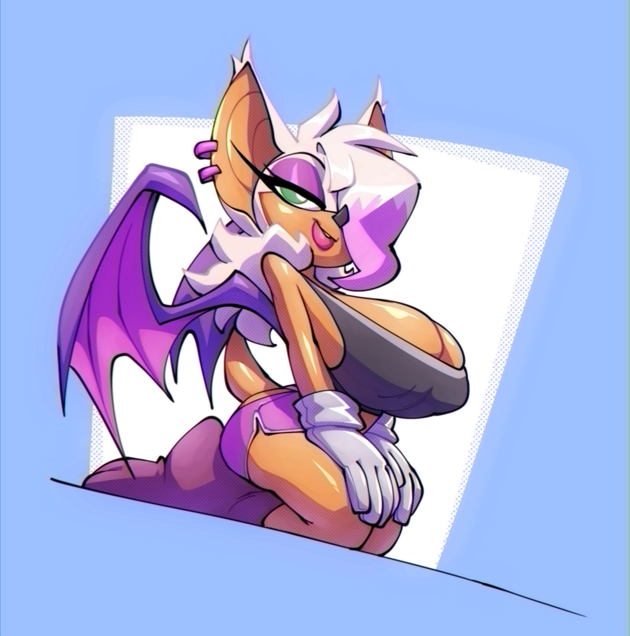 anthro, bat, big breasts, bigdad, breasts, cleavage, clothed, clothing, female, fur, furry, furry only, huge breasts, large breasts, rouge the bat, solo, sonic (series), tagme, tail