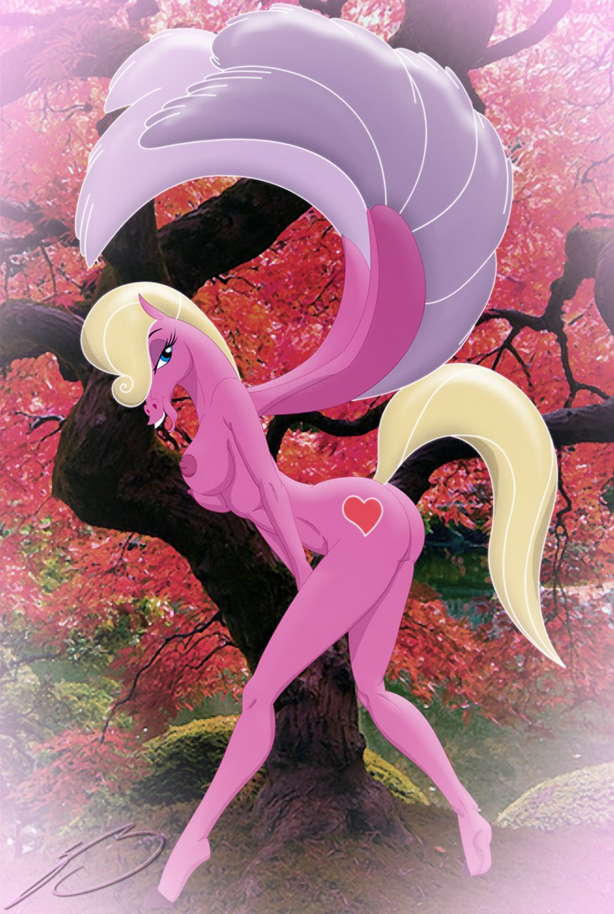 1girls curvaceous curvy disney equine_humanoid female_only genderswap_(mtf) hercules_(disney) humanoid nipples outdoors pegasus pegasus_(hercules) photo_background roary rule_63 solo tree voluptuous