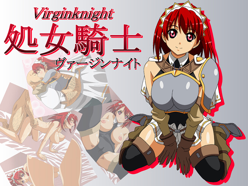 armor breasts cecily_cambell collage doggy_style female human kissing large_breasts male nipples red_eyes red_hair seiken_no_blacksmith sex short_hair spread_legs straight text thighhighs