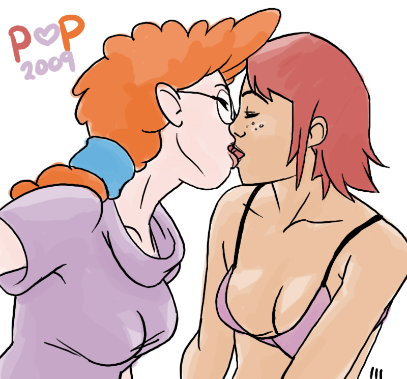 2009 2girls crossover disney disney_channel female iron_man_armored_adventures kissing marvel marvel_comics multiple_girls pepper_ann pepper_ann_pearson pepper_potts pop straight_hair toon_disney white_background yuri