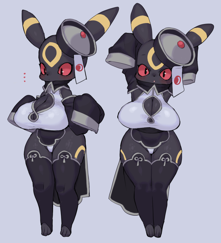 ..., anthro, big breasts, breasts, eeveelution, esokir, female, jiangshi costume, nintendo, pokémon (species), pokemon, pokemon (species), rikose, shortstack, thick thighs, umbreon, video games, wide hips