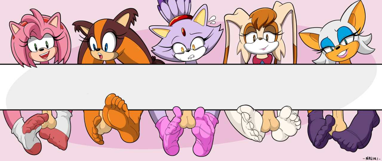 5girls, amy rose, anthro, balls, barefoot, blaze the cat, feet, female, foot fetish, male, multiple females, multiple girls, nasiri (artist), rouge the bat, sega, socks, soles, sonic (series), sonic boom, sonic the hedgehog (series), sticks the badger, sticks the jungle badger, sticks the tejon, tagme, toes, vanilla the rabbit