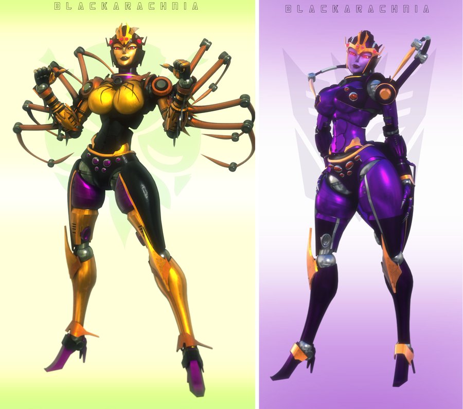3d, athletic, athletic female, beast wars, blackarachnia, blackarachnia (tfa), female, pose, robot, robot girl, transformers, transformers animated, trawert