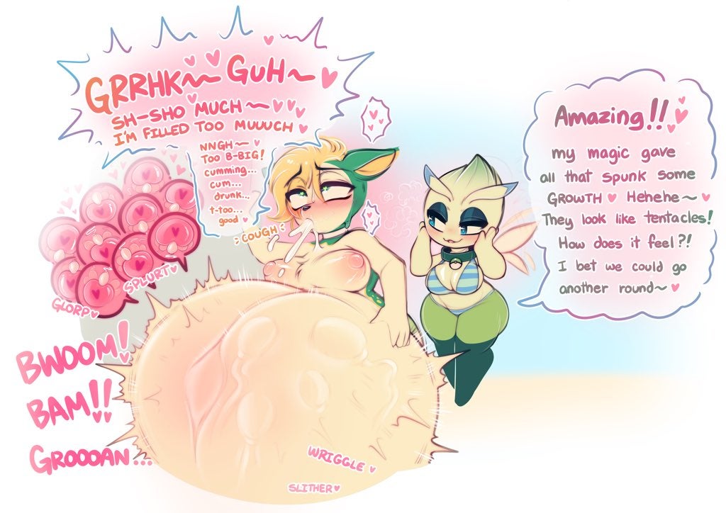 2girls anthro areolae big_breasts breasts celebi clothed clothing cum_in_pussy cum_vomit cumflation deerling dialogue excessive_cum female female_only furry giant_sperm hyper hyper_inflation hyper_sperm impregnation inflation magic mixed_cum_impregnation mostly_clothed multiple_ova nub_feet nude orgasm ovum ovum_with_heart pokemon pokemon_(species) raikissu sequence sex_toy speech_bubble text time_travel vibrator