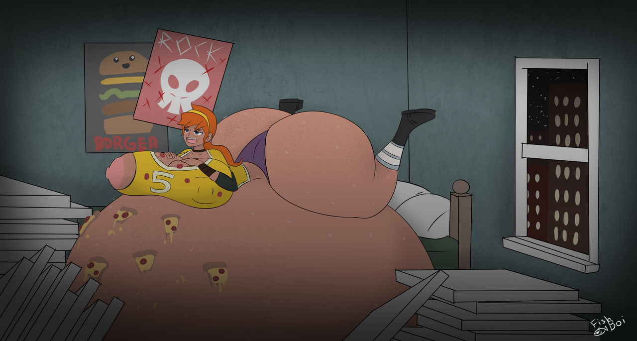 april o'neil, april o'neil (tmnt 2012), areola slip, ass, bed, belly, belly expansion, belly inflation, big areola, big ass, big belly, big breasts, big butt, bloated, bloated belly, bloating, breasts, expansion, exposed breasts, female, female focus, female only, fish boi, food, full body inflation, huge belly, human, hyper belly, inflation, massive belly, nipples, nipples visible through clothing, obese, obese female, overweight, overweight female, panties, pizza, ponytail, red hair, stuffing, sweat, teenage mutant ninja turtles, teenager, thong, tmnt 2012, tomboy, weight gain