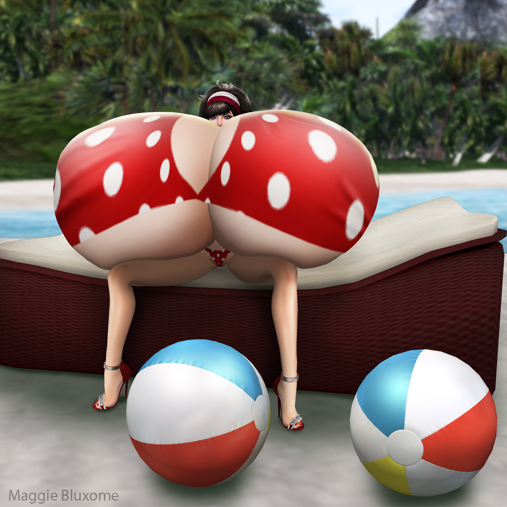 high_heels huge_breasts hyper_breasts maggie_bluxome_(artist) massive_breasts second_life swimsuit swimwear