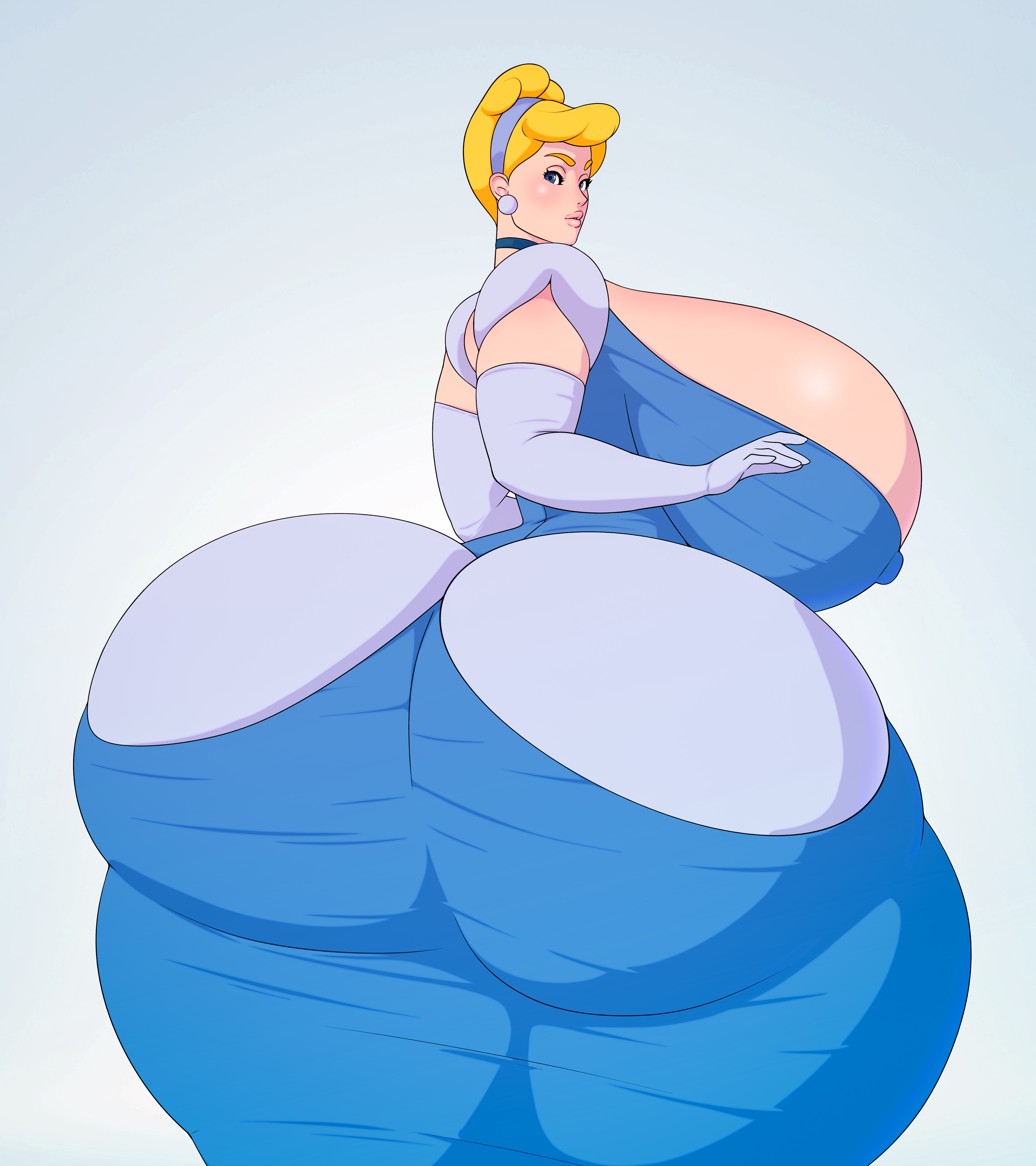 1girls, ass, ass in dress, back view, big ass, big breasts, breasts, cinderella (1950 film), cinderella (disney), disney, disney princess, dress, female, female only, gigantic ass, gigantic breasts, hyper, hyper ass, hyper breasts, looking back, rear view, solo, someshittysketches, what