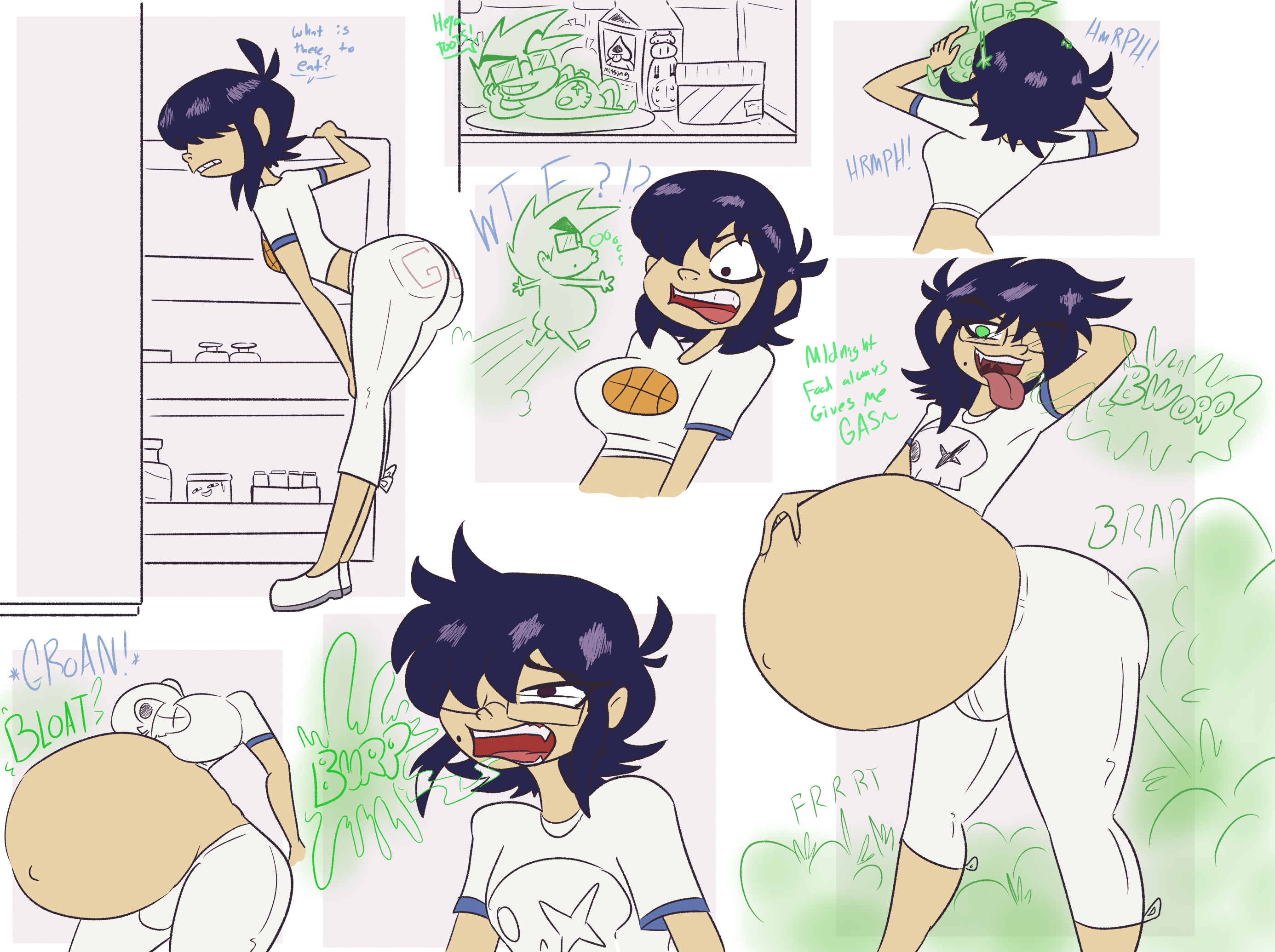asian, asian female, big belly, burping, corruption, da-fuze, fart, fart cloud, fart fetish, female, fuze-tf, gorillaz, hi res, noodle (dare), noodle (gorillaz), possession, tagme, tongue, tongue out, transformation, vore, what