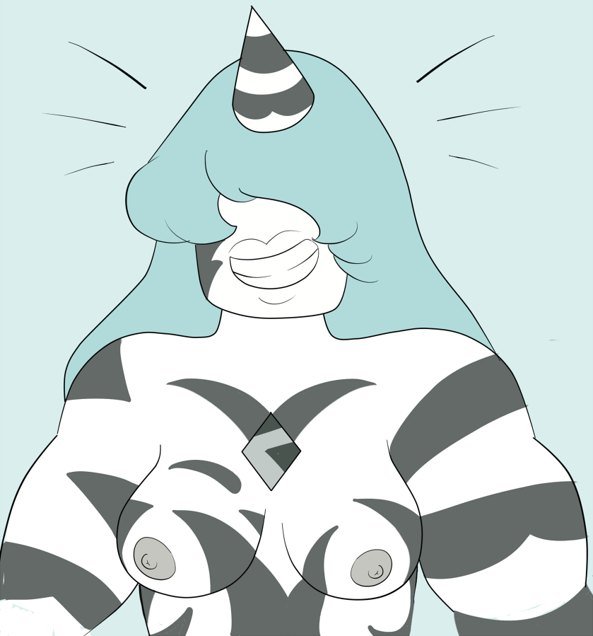 1girls alien areolae breasts cartoon_network female female_focus female_only gem_(species) hair_over_eyes horn long_hair nipples nude nude_female smile sole_female solo solo_female solo_focus steven_universe striped stripes susiebeeca zebra_jasper