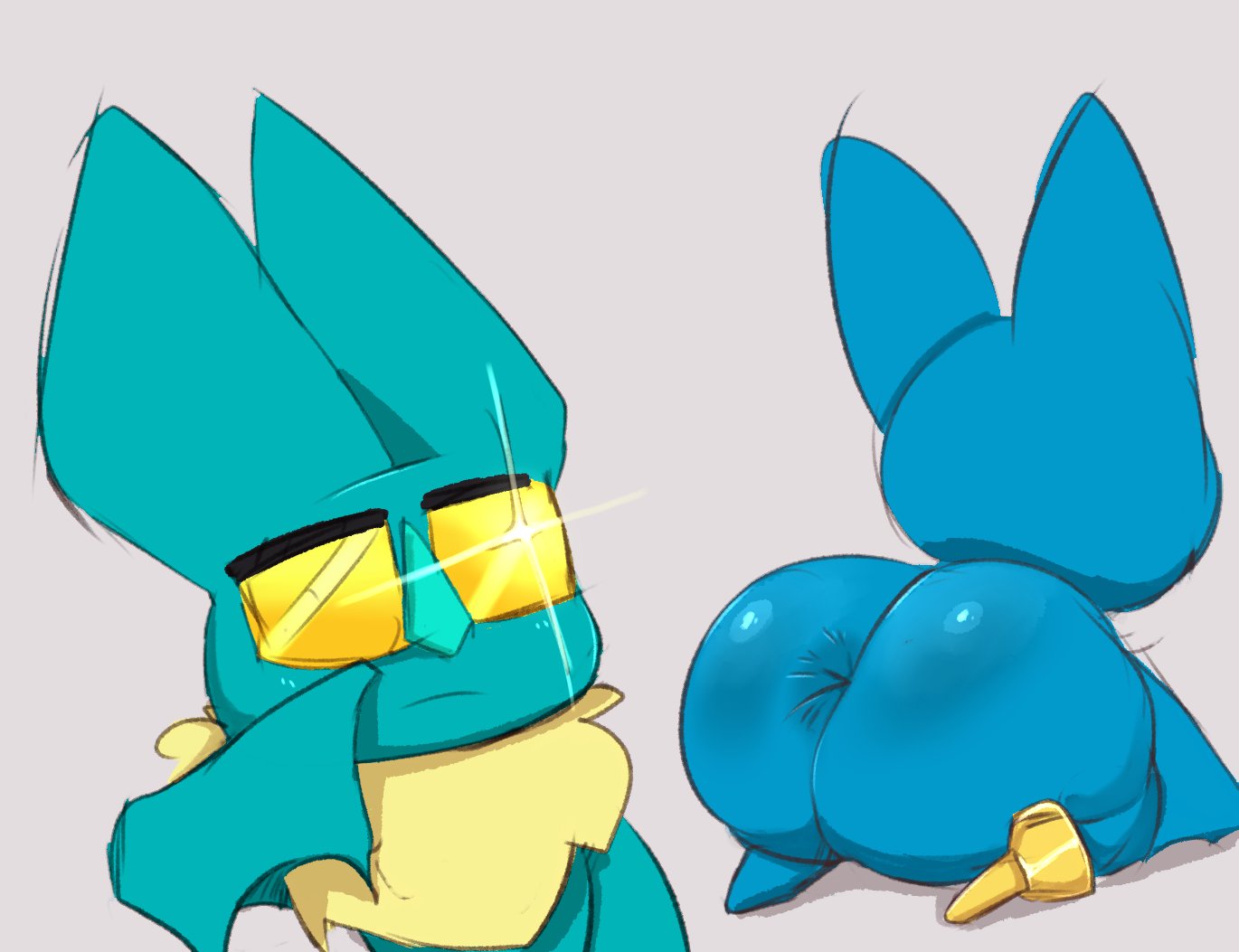 2021 adorabat all_fours ambiguous_gender anthro anus ass big_ass big_butt blue_body bunihud butt cartoon_network chiropteran duo eugene_(mao_mao:_heroes_of_pure_heart) eyewear female full-length_portrait fur glasses huge_ass huge_butt incest long_ears looking_back mammal mao_mao:_heroes_of_pure_heart membrane_(anatomy) membranous_wings neck_tuft pegleg pointy_nose portrait rear_view tuft wings