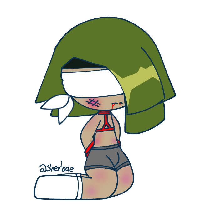 bad_anatomy bleeding blindfold blood bondage bruise clothing cookie_run frown gim_cookie hands_behind_back hands_tied male rope sherbae socks tied_up underwear upset watermark