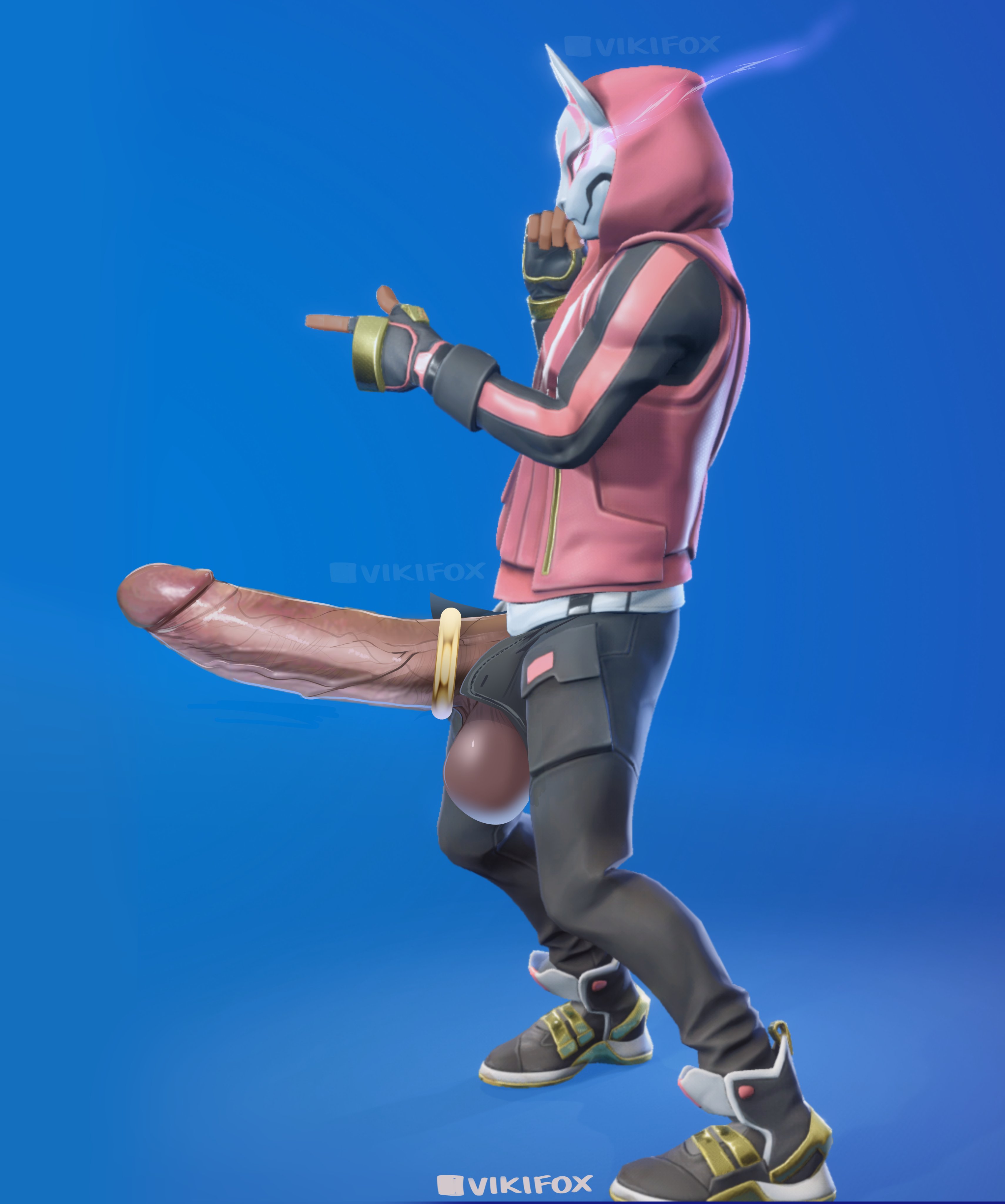 1boy, 3d, big penis, boner, clothing, cock ring, drift (fortnite), edit, edited, erection, fortnite, fortnite: battle royale, fully clothed, game screenshot, hoodie, huge cock, male, male only, mask, nude edit, nude filter, penis, screenshot edit, solo, solo male, tagme, vikifox (artist)