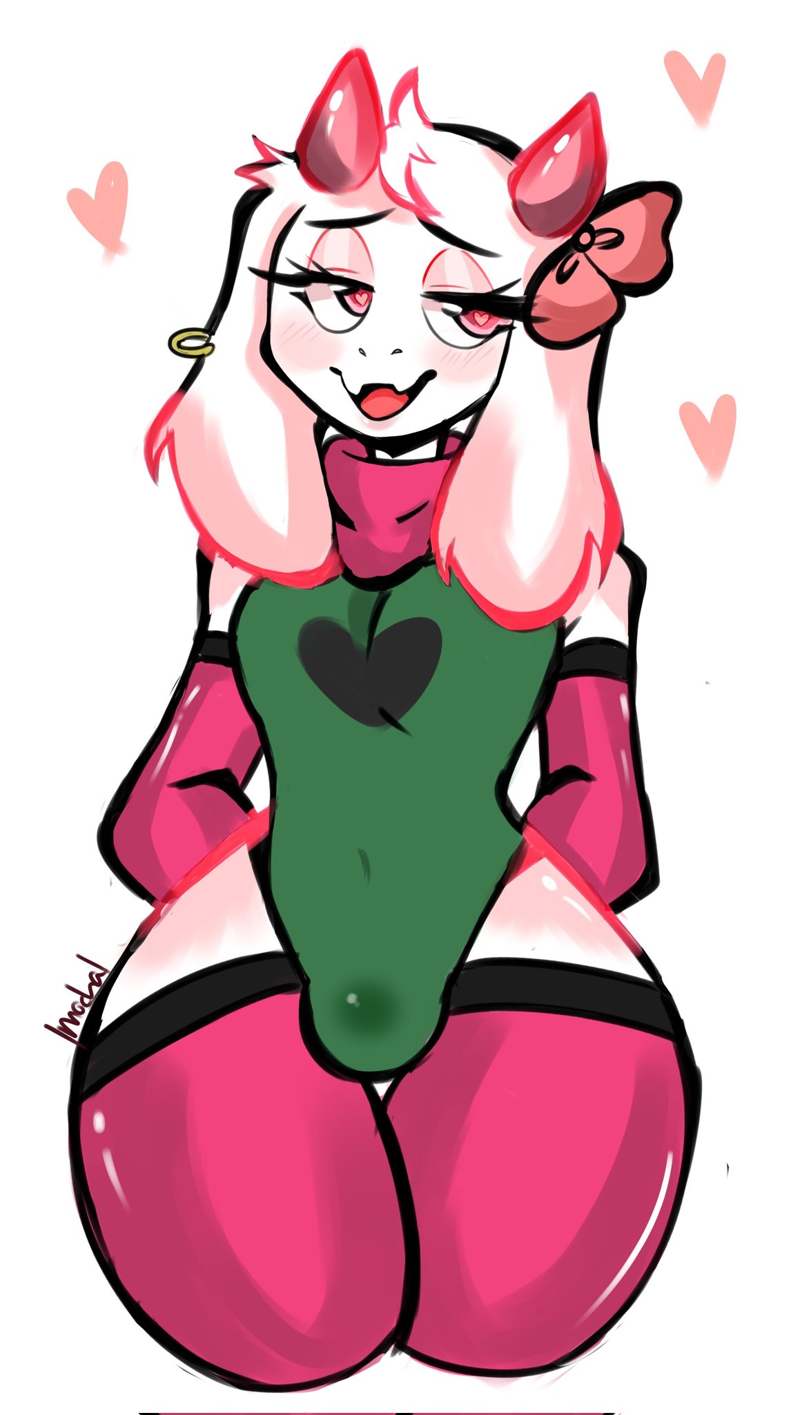 1boy, 2d, anthro, anthro male, anthro only, bulge, caprine, cute, deltarune, femboy, furry, furry male, furry only, goat, horn, horns, humanoid, humanoid male, humanoid only, leotard, male, male only, mammal, mammal humanoid, nightly thunder, ralsei, ribbon, solo, undertale (series), white fur
