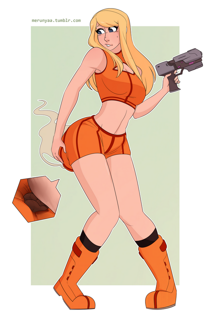 /// artist_name bent_knees biting biting_lip blonde_hair blue_eyes blush breasts cleavage_cutout clothing_cutout defecating extreme_content feces feet_apart female female female_only full_body green_background gun hand_on_own_ass holding_gun holding_weapon knees_together knees_together_feet_apart long_hair looking_back medium_breasts merunyaa metroid midriff nintendo orange_boots orange_shirt orange_shorts panty_pooping pigeon_toed samus_aran scat shirt shorts simple_background single_bare_shoulder smell soiling solo standing striped_legwear sweatdrop tumblr_username vertical-striped_legwear vertical_stripes weapon web_address white_background white_outline x-ray