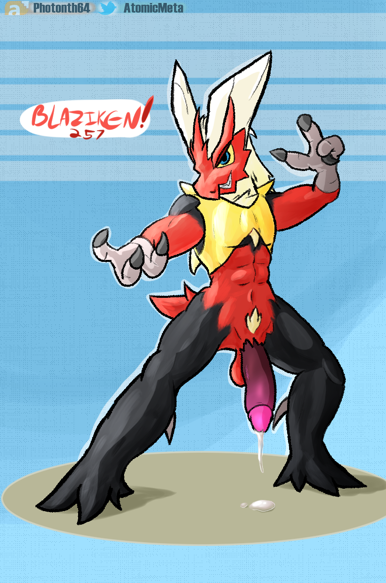 1boy anthro atomicmeta avian big_penis blaziken blazikenweek bodily_fluids bottomless clothed clothing cum cum_drip cum_on_ground dripping foreskin fur furry furry_only genital_fluids genitals hi_res looking_at_viewer male male_mega_blaziken male_only male_pokemon mega_blaziken mega_evolution muscular nintendo penis pokemon pokemon_(species) precum precum_drip sleeveless text uncut video_games