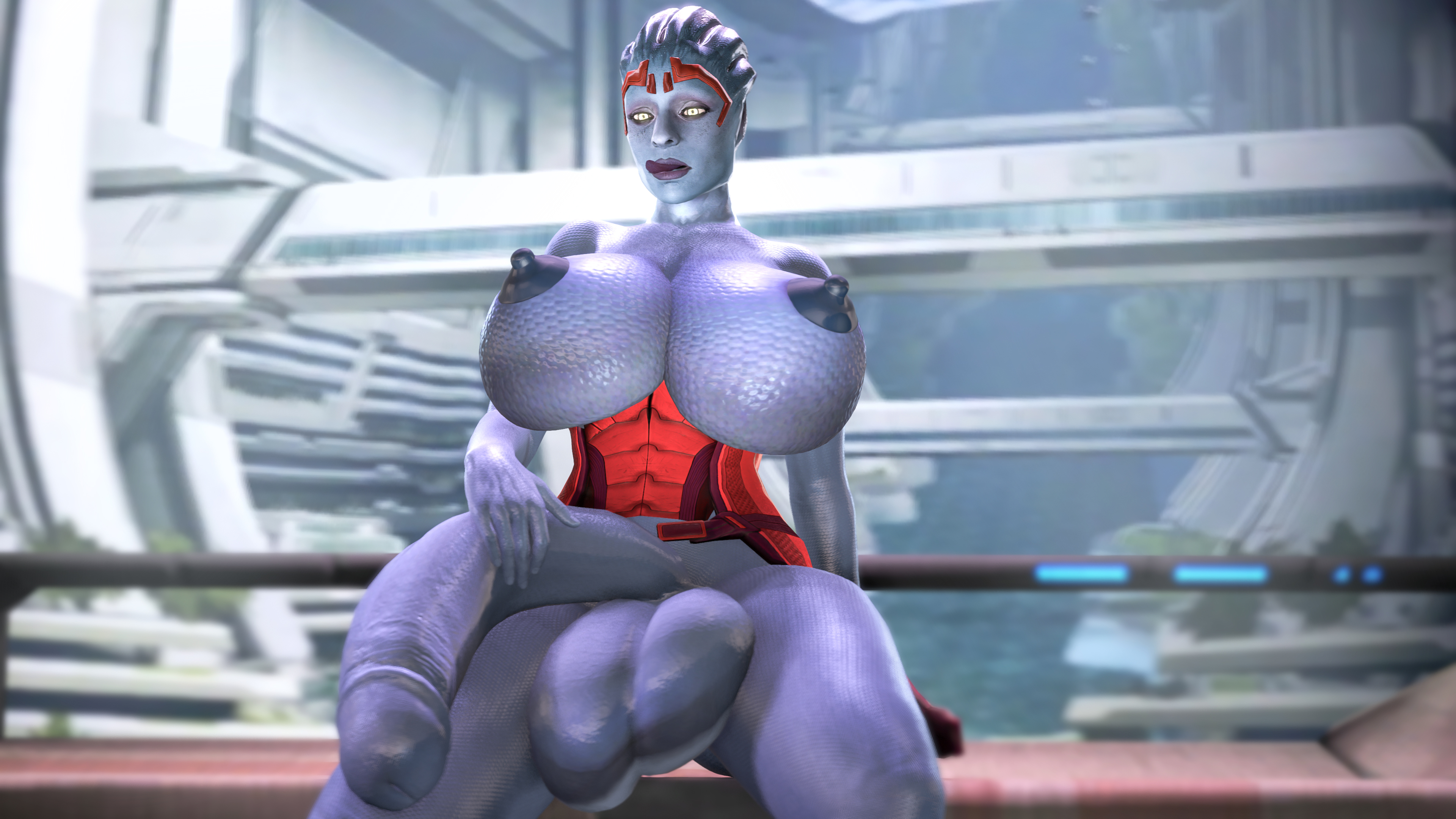 1futa, 3d, 4k, absurdres, areolae, asari, asari futa, balls, breasts, erect nipples, futa only, futanari, highres, huge breasts, huge cock, huge penis, intersex, mass effect, mitrild-sfm, nipples, penis, samara, solo, source filmmaker, testicles