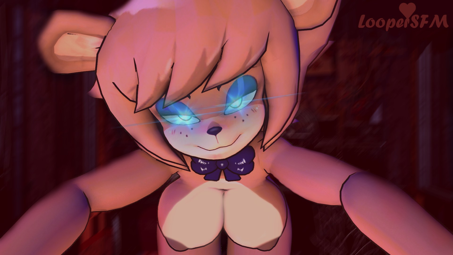 3d, bear, cally3d, clazzey, cryptiacurves, fazclaire's nightclub, female, female only, female version, five nights at freddy's, fnaf, freddy (fnaf), fredina (cally3d), fredina's nightclub, frenni (cryptia), frenni fazclaire, glowing eyes, loopersfm, nude, pov, pov eye contact, scottgames, short hair, solo