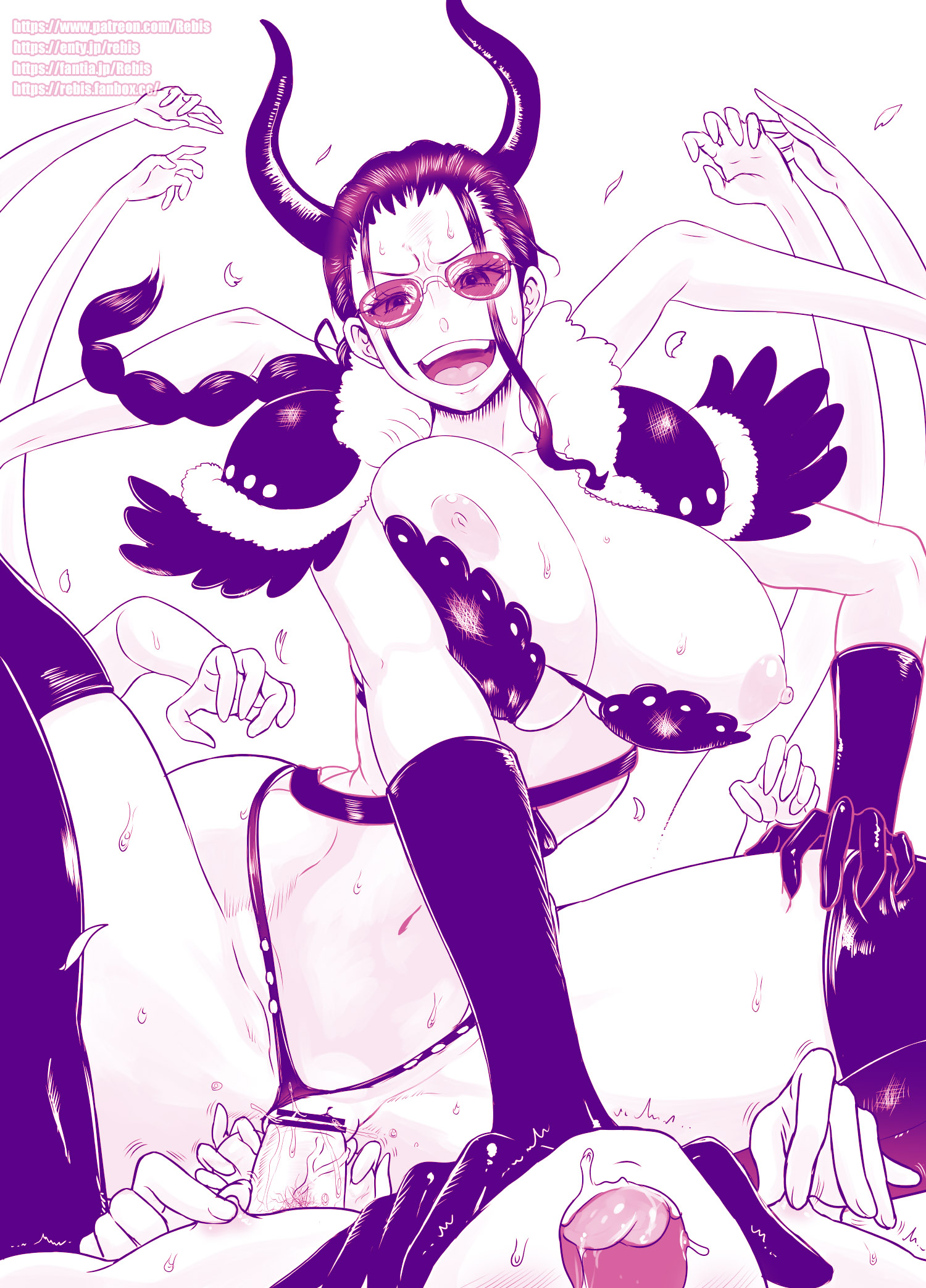 beast pirates, beast pirates (cosplay), female, hana hana no mi, male, monster girl, nico robin, one piece, purple-tinted eyewear, rebis, sex, sunglasses, tagme, tinted eyewear
