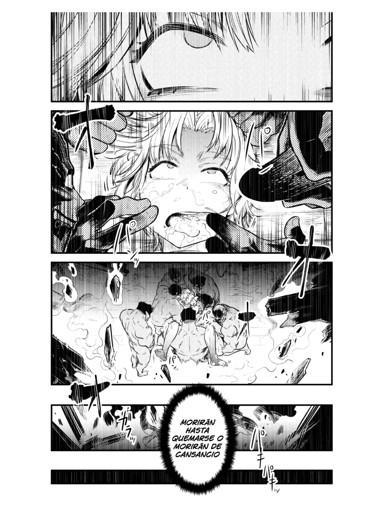 1futa, comic, cum, cum in mouth, cum on face, futa transformation, futanari, imminent death, imminent oral, imminent rape, intersex, kaifuku jutsushi no yarinaoshi, male, male to futa, manga, monochrome, penis, rape, redo of healer, renard (redo of healer), shiokonbu, spanish text, tears, transformation