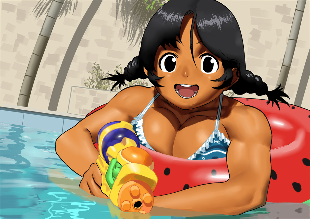 1girls arung_samudra_(cessa) big_breasts breasts cessa cleavage dark-skinned_female dark_skin female female_only large_breasts muscles muscular muscular_female