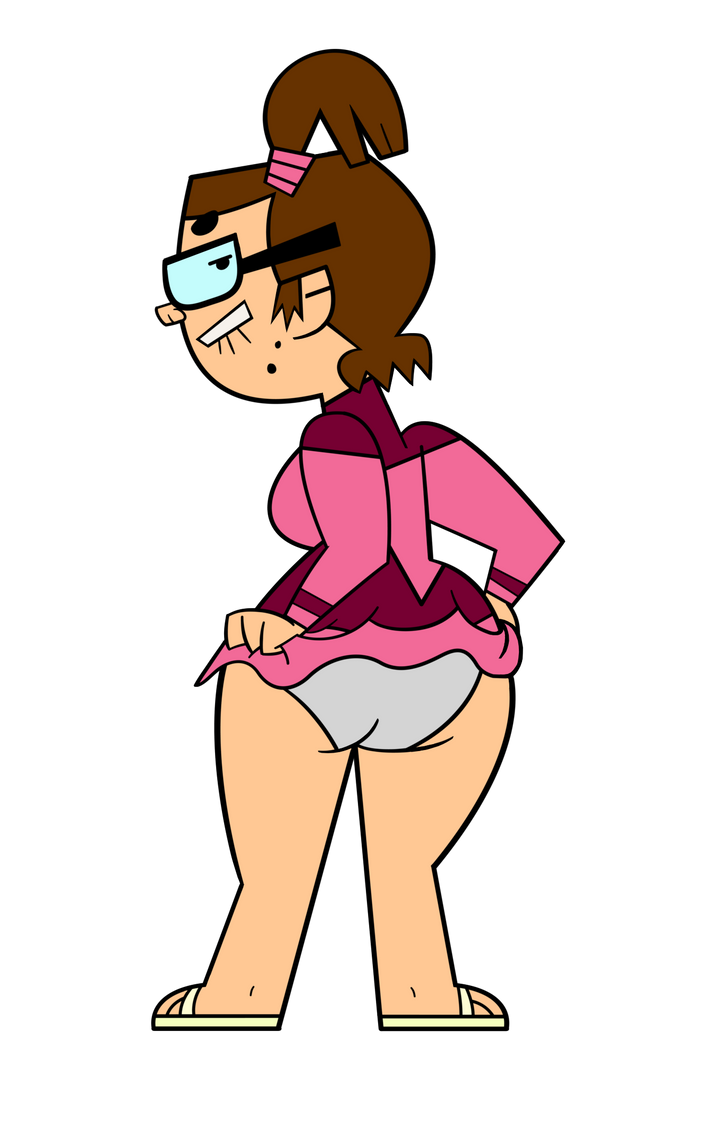 1girls accurate_art_style beth_(tdi) big_ass big_butt biting_lip female_only flashing_panties legs looking_back nerdy_female panties partially_clothed revealing_clothes sandals seductive_look sideboob skirt_lift swimwear total_drama_island transparent venturatheace