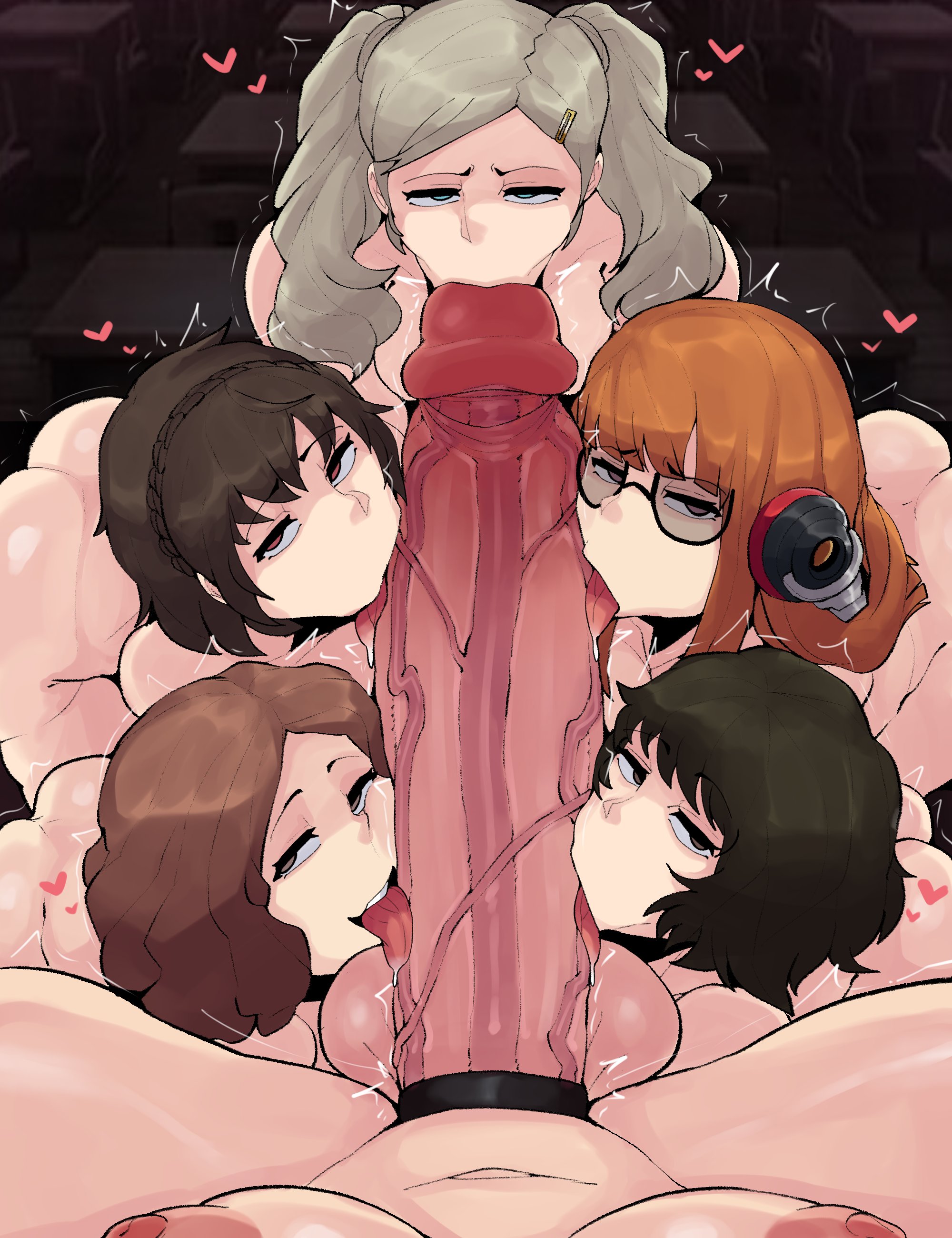 1futa, 2024, 5girls, ann takamaki, ass, atlus, bangs, big breasts, big penis, black hair, blonde hair, breasts, brown hair, cock ring, collaborative fellatio, erection, faceless futa, fellatio, female, female focus, futa on female, futa pov, futanari, glasses, harem, haru okumura, hi res, horu, huge breasts, huge cock, human, hyper penis, intersex, large breasts, large penis, light skin, light-skinned female, light-skinned futa, long hair, makoto niijima, megami tensei, multiple females, multiple girls, nude, nude female, nude futa, orange hair, penis, penis awe, persona, persona 5, pov, quintuple fellatio, retracted foreskin, sadayo kawakami, sakura futaba, short hair, twintails, uncensored