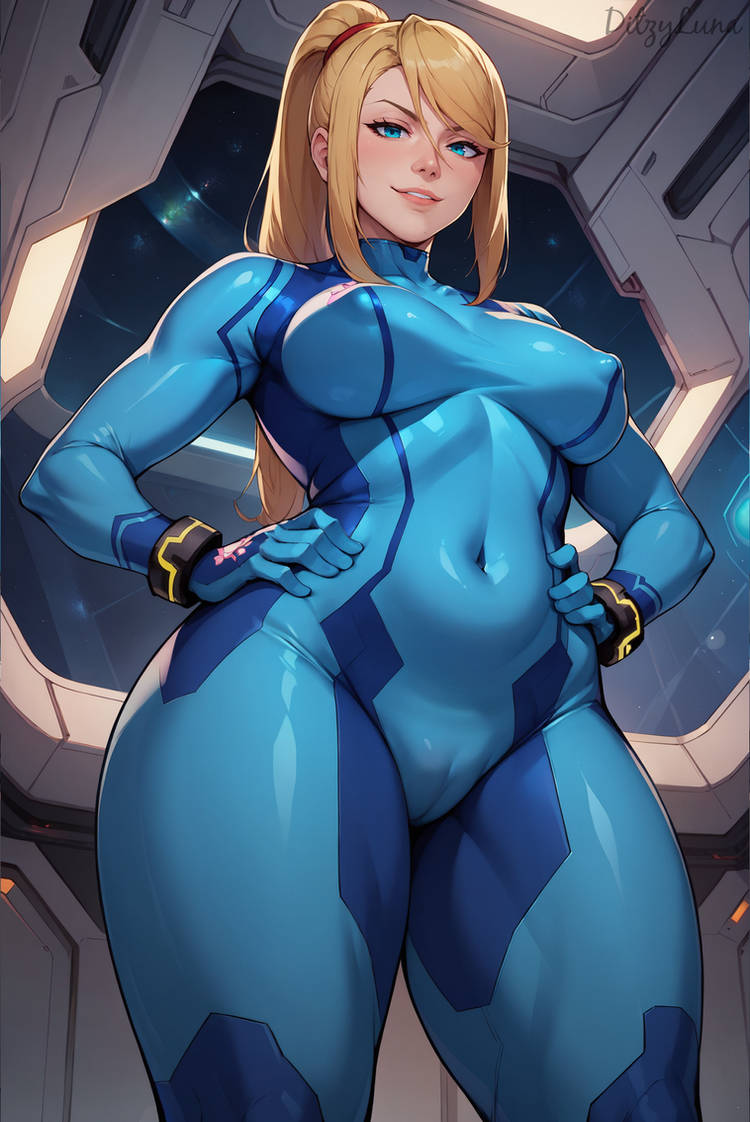 ai_generated ass big_ass cameltoe ditzyluna female light-skinned_female light_skin metroid samus_aran smile solo solo_female thick_thighs voluptuous voluptuous_female zero_suit_samus