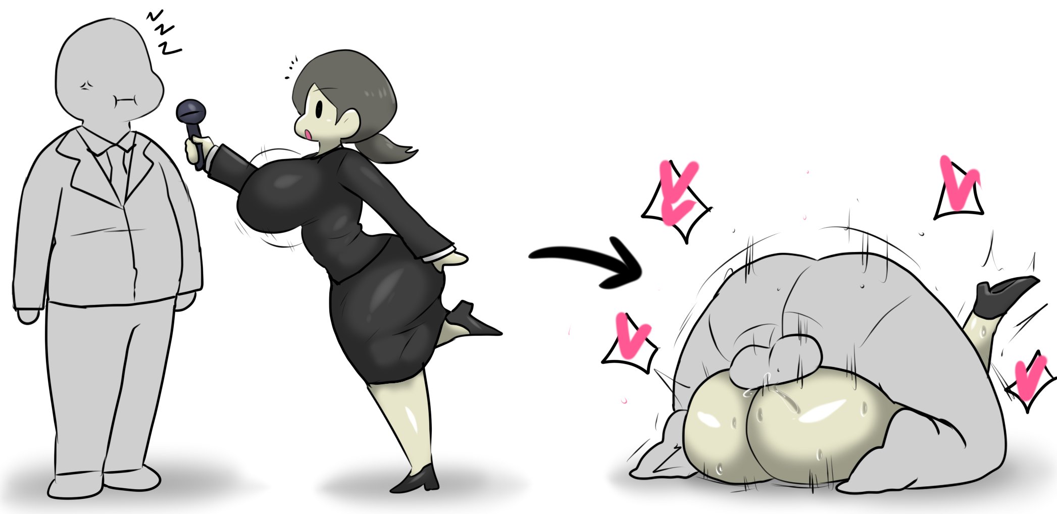 1boy, 1girls, anon, anonymous male, ass, balls, breasts, enigi09, faceless male, female, high resolution, large breasts, male, mating press, microphone, original, rape, sex, skirt, testicles, thighs, very high resolution, white background