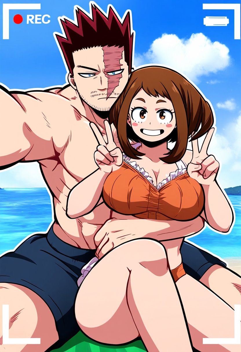 1boy, 1girls, age difference, ai generated, artist request, beach, big breasts, breasts, busty, dúo, dilf, endeavor (my hero academia), enji todoroki, female, happy, happy female, implied cheating, light skin, light-skinned female, light-skinned male, male, male/female, mature male, my hero academia, ochako uraraka, older male, older male and younger female, rich, rich man, straight, uraraka ochako, voluptuous, voluptuous female, wealthy, wealthy male, younger female