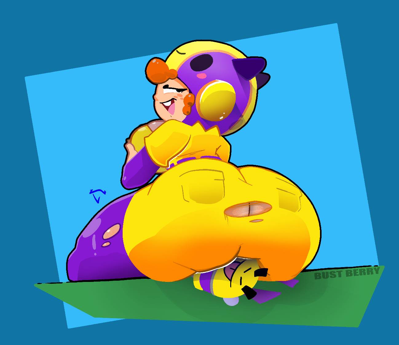 1girls ass ass_focus bea_(brawl_stars) big_breasts brawl_stars curvy dominant domination facesitting fat_ass nomi_yaki smirk thick_thighs youthfullyidiotic