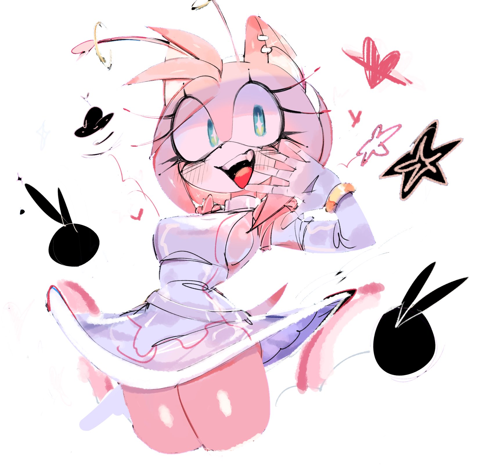 amy rose, female, goth, goth girl, sega, sonic (series), sonic the hedgehog (series), thighs, usa37107692, white background