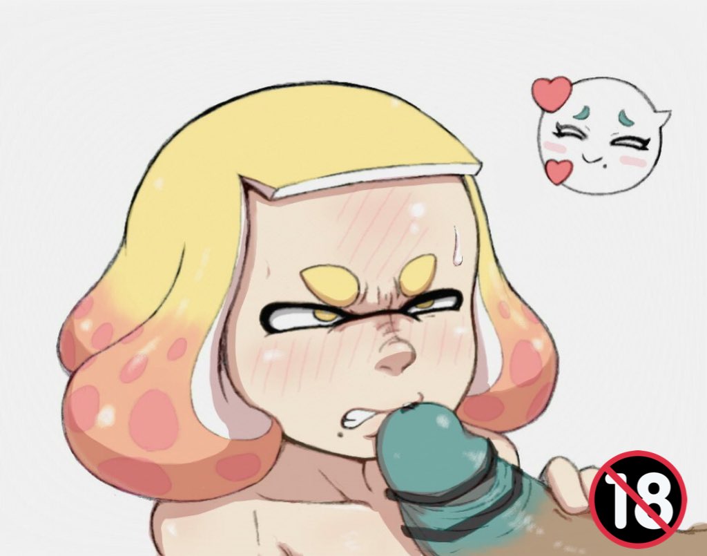 1futa, 1girls, angry, angry fellatio, censored, dark skin, dark-skinned futa, fellatio, female, female focus, futa on female, futanari, glare, huge cock, humanoid, humanoid penis, intersex, light skin, light-skinned female, marina (splatoon), nintendo, nuranura-san, oral, pale skin, pearl (splatoon), penis, solo focus, splatoon, splatoon 2, sweat, tagme