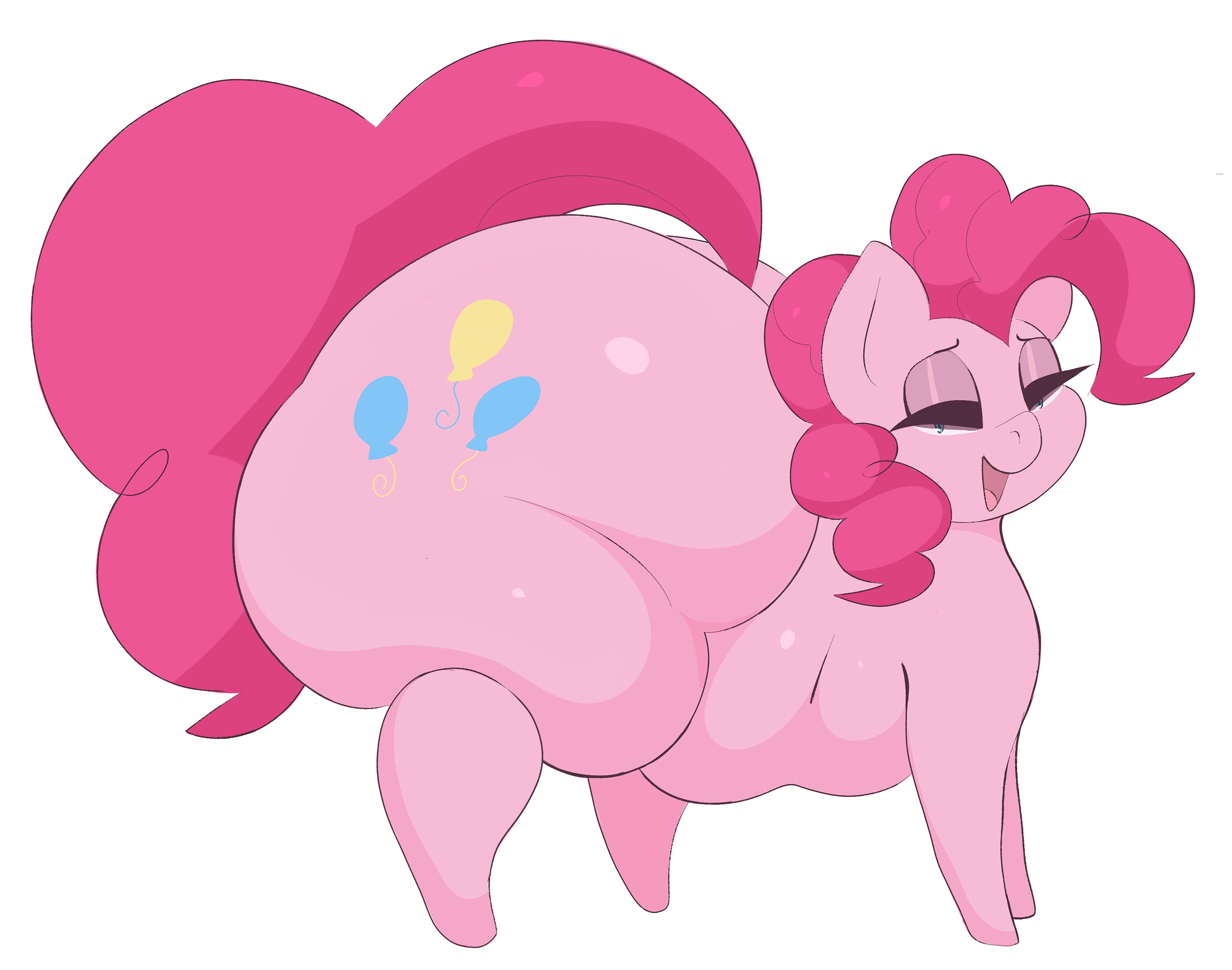 1girls, arizonathevixen, ass, big ass, big butt, bubble ass, bubble butt, fat ass, fat butt, female, female only, feral, friendship is magic, huge ass, huge butt, my little pony, pink body, pinkie pie (mlp), pony, solo, solo female, thick thighs, white background