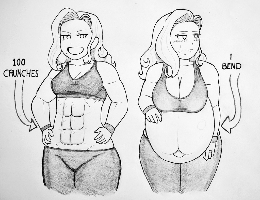 1girls abs athletic before_and_after before_and_during_pregnancy belly_expansion big_belly big_breasts bloated_belly blush breast_expansion cleavage clothed clothing colorless embarrassed female female_only implied_sex long_hair mole monochrome muscle_loss muscular_female navel outie_navel pregnant ronic_lagann sketch smug wedding_ring weight_gain