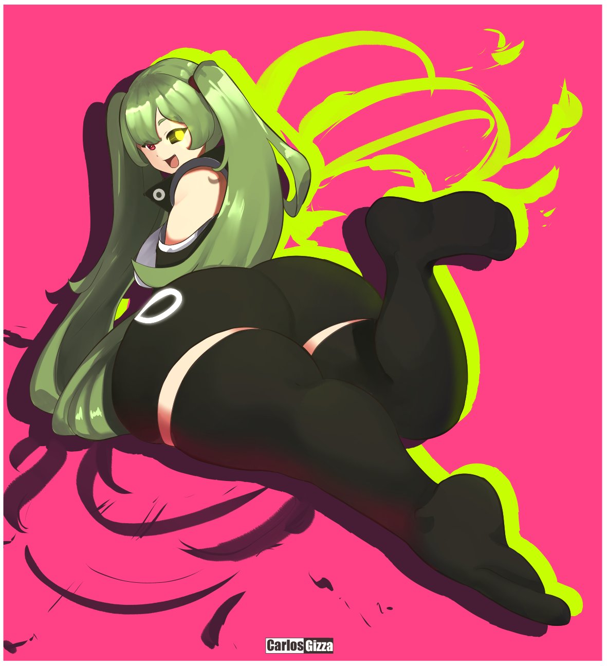 1girls ass big_ass carlosgizza female green_hair izaro_(carlosgizza) thick_thighs thighhighs thighs