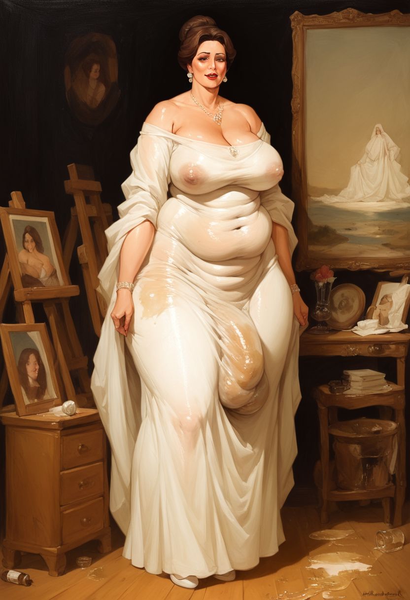 ai generated, balls, bbw, bulge, female, flaccid, futanari, huge balls, huge cock, intersex, milf, penis, plump, thick thighs, venus body