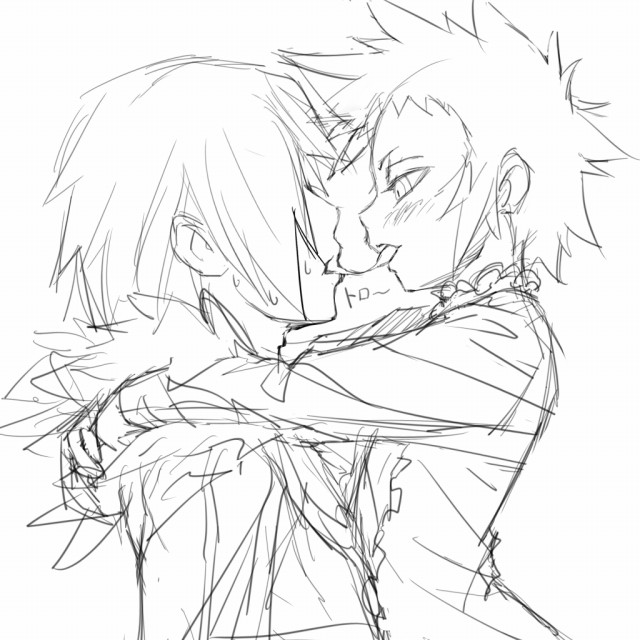 allen_walker black_and_white d.gray-man kissing monochrome mosha road_kamelot saliva saliva_trail short_hair