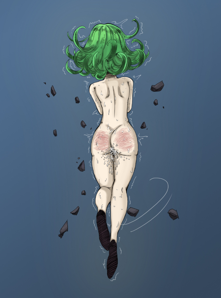 1girls, ass, creampie, cum, cum inside, female, female only, floating, green hair, huge ass, nude, one-punch man, red ass, solo, spank marks, spanked, spanking, sweat, tatsumaki, thegoldensmurf, trembling