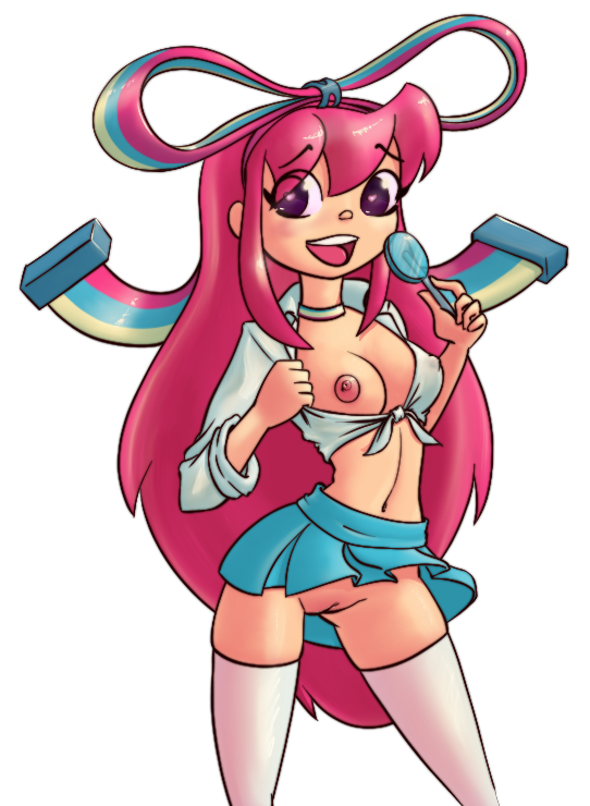 1girls bottomless_skirt breasts disney disney_channel female giffany gravity_falls hair_ornament holding lollipop long_hair navel nipples pink_hair pussy ribbon ribbons skirt smooth_skin solo spacechoochoo transparent_background