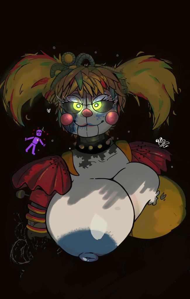 ! 2021 absurd_res animatronic areola areolae baby_(fnafsl) background_character black_background blackthiz circus_baby circus_baby_(fnaf) clothed clothing clown_girl collar fazbearhub five_nights_at_freddy's freddy_fazbear's_pizzeria_simulator half-closed_eyes heart hi_res huge_breasts looking_at_viewer machine mammal purple_body purple_clothes purple_clothing purple_guy_(fnaf) purple_skin red_rose robot scrap_baby scrap_baby_(fnaf) signature simple_background smile smiling smiling_at_viewer spiked_collar spikes watermark white_eyes william_afton yellow_eyes